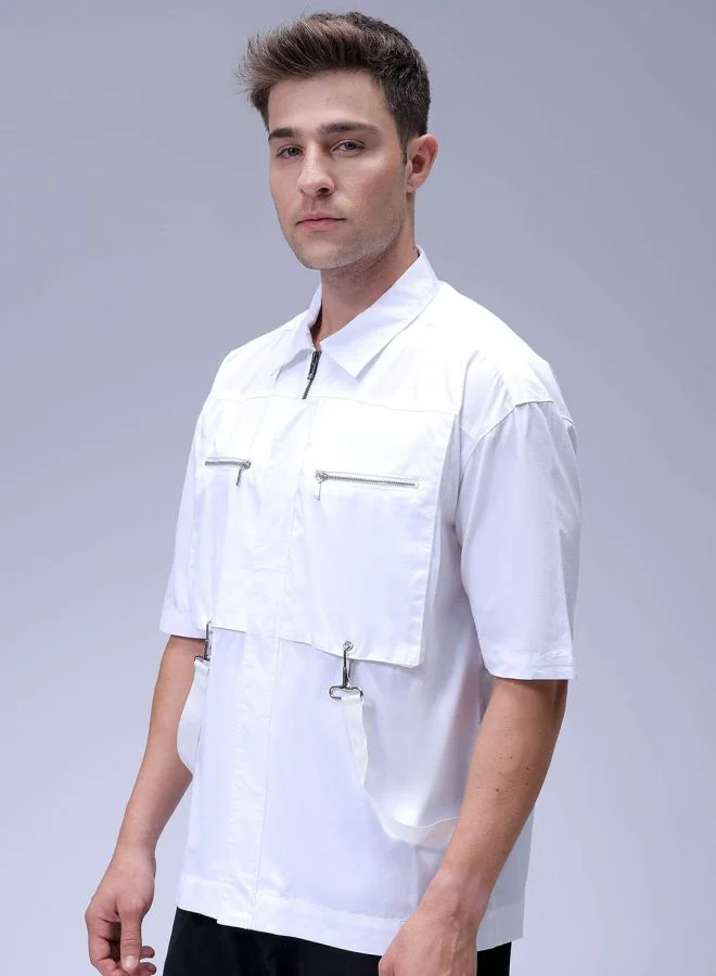 The Indian Garage Co Men Boxy Fit Solid Half Sleeves Cutaway Collar Street Wear Shirt