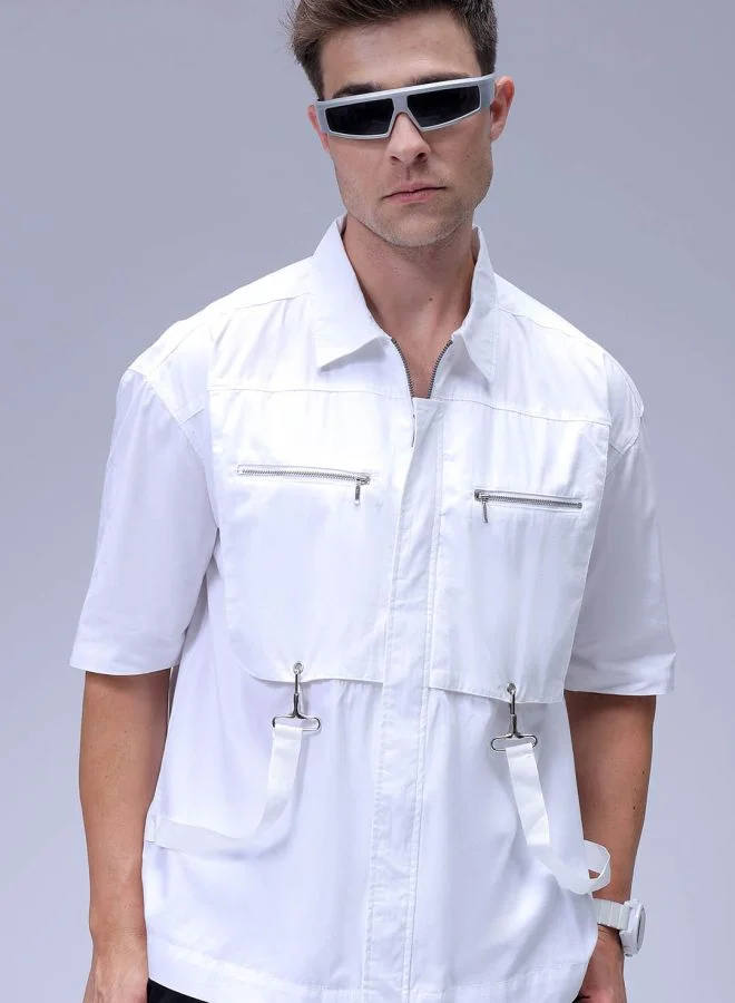 The Indian Garage Co Men Boxy Fit Solid Half Sleeves Cutaway Collar Street Wear Shirt