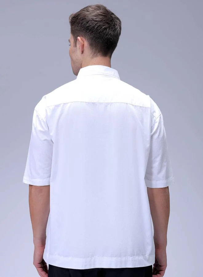The Indian Garage Co Men Boxy Fit Solid Half Sleeves Cutaway Collar Street Wear Shirt