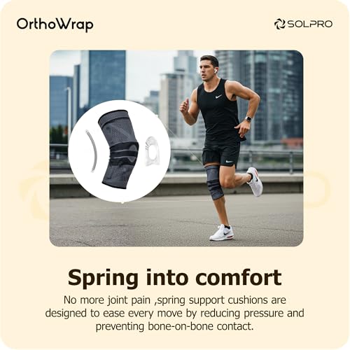 Solpro OrthoWrap Knee Support for Men & Women | Joint Stabiliser for All Sports, Gym & Rehab Workouts | Joint Pain Relief for Active Lifestyle Injury Recovery & Arthritis (Dark Grey/Black) - Image 3