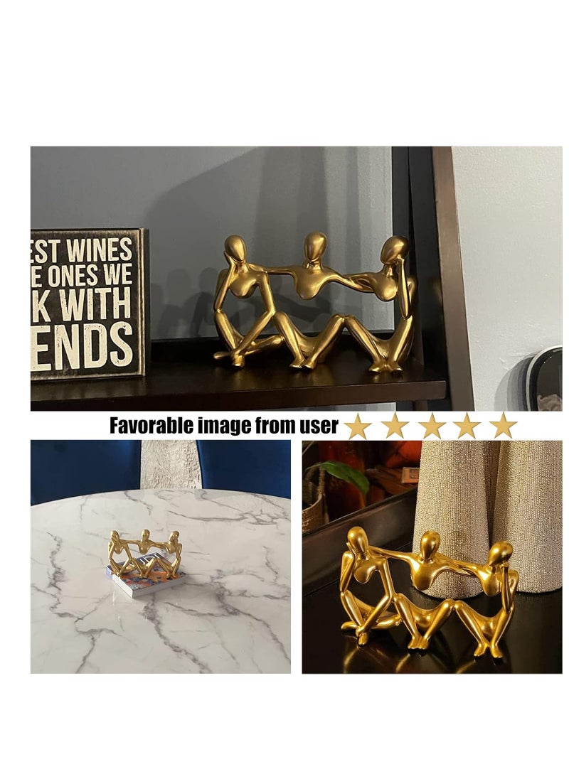 Generic Home Office Figurines Decor - Best Friends Statue Gold Home Decor, Modern Sculptrure For Coffee Table Bookshelf, Golden Figurines Table Decorations For Living Room Bedroom Office  - Image 2