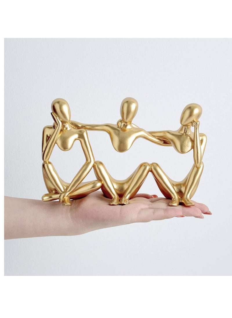 Generic Home Office Figurines Decor - Best Friends Statue Gold Home Decor, Modern Sculptrure For Coffee Table Bookshelf, Golden Figurines Table Decorations For Living Room Bedroom Office  - Image 3