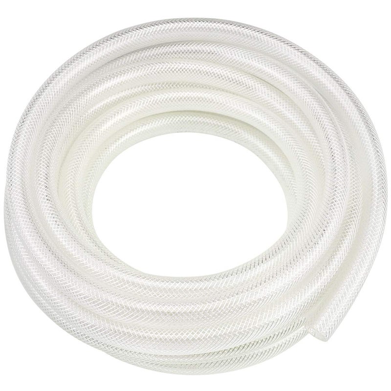 Eastrans High Pressure Braided Clear PVC Vinyl Tubing 38 ID x 25 Ft Heavy Duty Reinforced Vinyl Hose BPA Free NonToxic