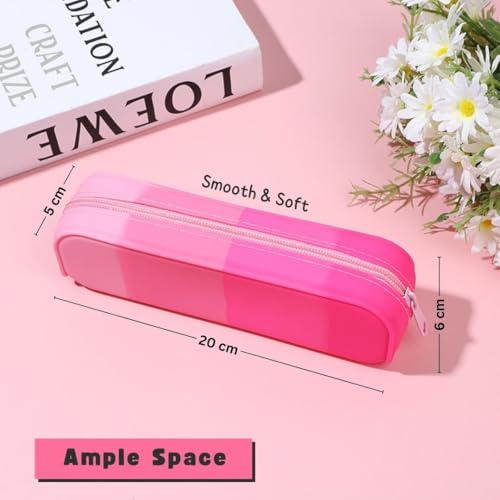 Tinker Squad Silicone Pencil Box Pouch for Girls & Boys | Aesthetic Pouches for Stationery for School | Pencil Case Pouch | Pencil Bag for School | Pen Pencil Pouches for College Girls Boys, Pink - Image 3