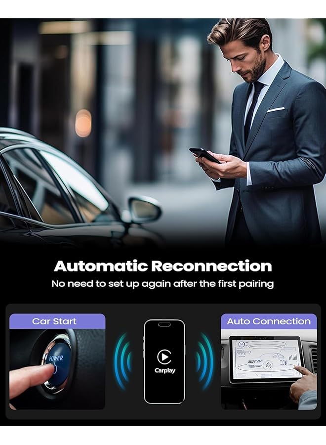 NALACAL محول كار بلاي لاسلكي مُحسّن لعام 2024، يحول دونجل كار بلاي السلكي إلى لاسلكي، توصيل وتشغيل، محول كار بلاي لاسلكي متوافق مع نظام التشغيل iOS 10 والإصدارات الأحدث، اتصال تلقائي بدون تأخير - Image 2