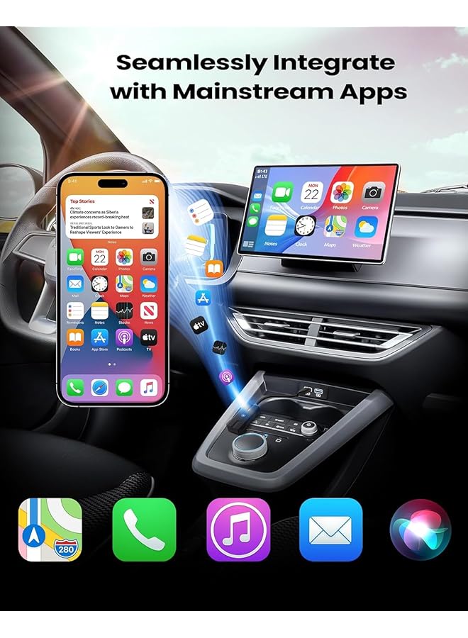 NALACAL محول كار بلاي لاسلكي مُحسّن لعام 2024، يحول دونجل كار بلاي السلكي إلى لاسلكي، توصيل وتشغيل، محول كار بلاي لاسلكي متوافق مع نظام التشغيل iOS 10 والإصدارات الأحدث، اتصال تلقائي بدون تأخير - Image 3