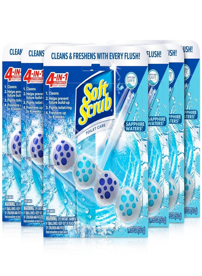 Soft Scrub 4-in-1 Rim Hanger Toilet Bowl Cleaner, Sapphire Waters, 6 Count - Image 1