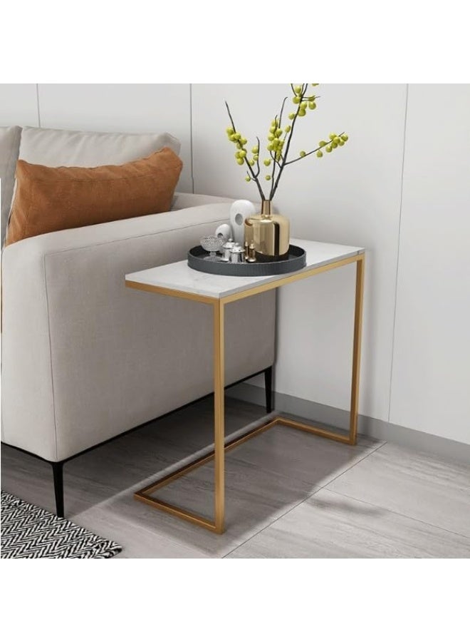 YINZUO Modern Marble Coffee Side Table with Metal Frame and Welding Joint, No Assembly Required, Elegant Tea Table for Living Room and Bedroom - Image 3
