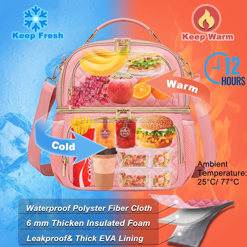 Weitars Lunch Bag for Women,Dual Compartment Lunch Box for Women Lunch Tote for Work,Insulated Leakproof Large Lunchbox Lunch Cooler for Adult for Men, Women, Lunchbag for Hiking,Picnic,Beach - Image 5