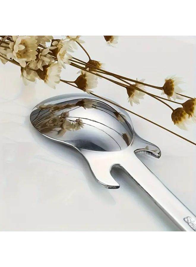 Silvery 2 Piece Set Stainless Steel Creative Cute Guitar Coffee Spoon Multi Purpose Tea Milk Ice Cream Dessert Mixing Stirring Spoon - Image 4