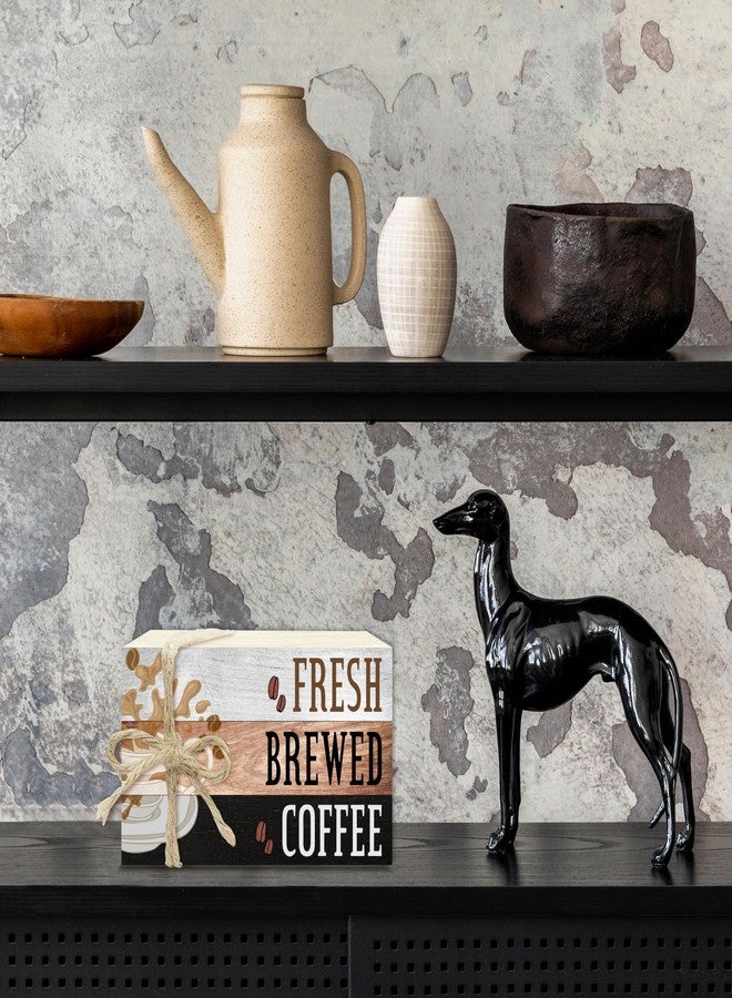 BXVRT Coffee Decorative Book Stack, Retro Tiered Tray Decor, Farmhouse Coffee Stacked Books Set, Fresh Brewed Coffee Wooden Book Decor for Home Office Kitchen Coffee Bar Coffee Corner Coffee Station -10 - Image 4