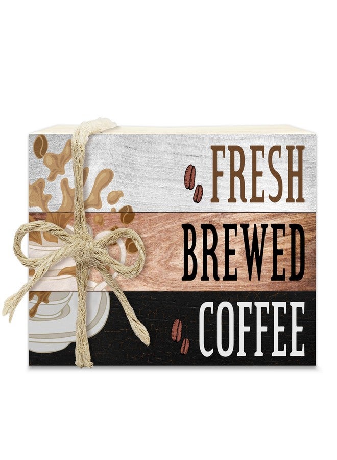BXVRT Coffee Decorative Book Stack, Retro Tiered Tray Decor, Farmhouse Coffee Stacked Books Set, Fresh Brewed Coffee Wooden Book Decor for Home Office Kitchen Coffee Bar Coffee Corner Coffee Station -10 - Image 1