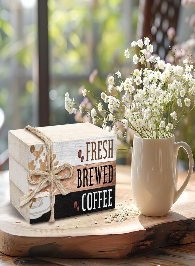 BXVRT Coffee Decorative Book Stack, Retro Tiered Tray Decor, Farmhouse Coffee Stacked Books Set, Fresh Brewed Coffee Wooden Book Decor for Home Office Kitchen Coffee Bar Coffee Corner Coffee Station -10 - Image 5