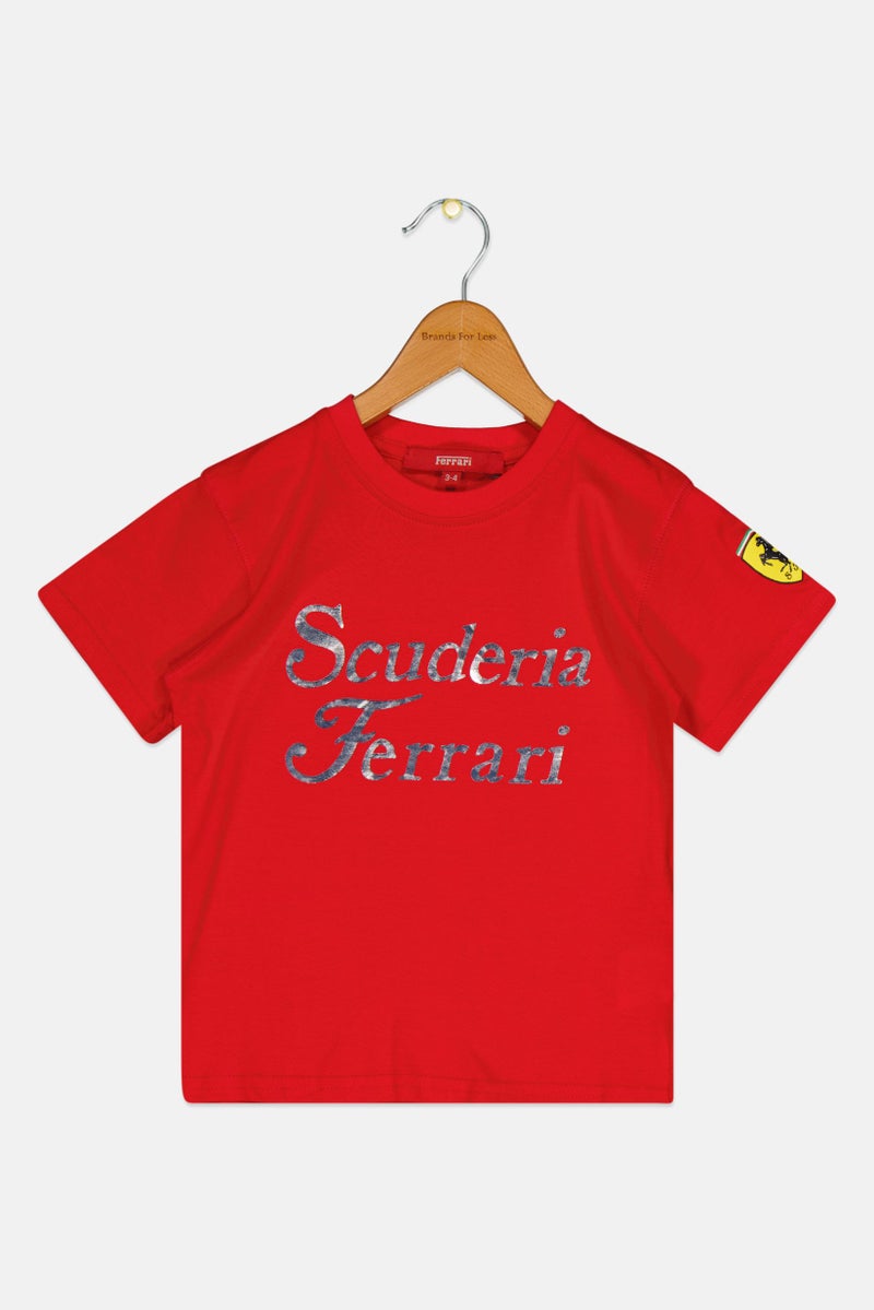 Scuderia Ferrari Toddlers Girl Crew Neck Short Sleeve Brand Logo T-Shirt, Red - Image 2