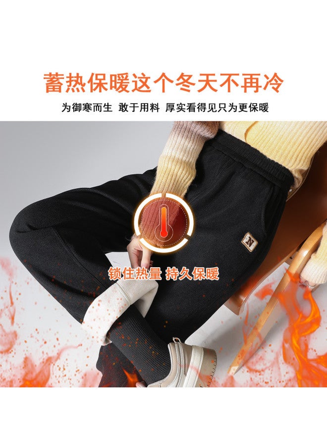 Tucano 25 Winter Fleece Warm Commuting Versatile Straight-Leg Casual Pants Women Relaxed Lazy European Fleece Cotton Simple Wide-Leg Pants - Image 5