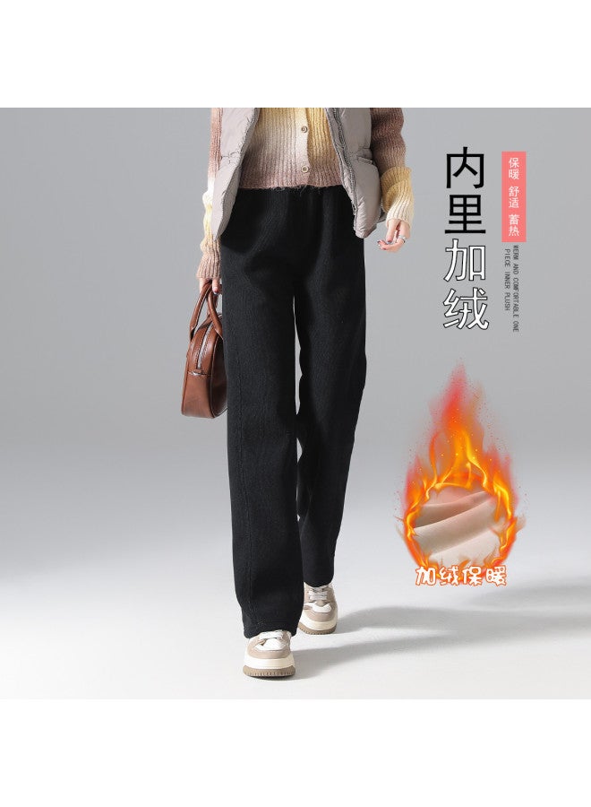 Tucano 25 Winter Fleece Warm Commuting Versatile Straight-Leg Casual Pants Women Relaxed Lazy European Fleece Cotton Simple Wide-Leg Pants - Image 4