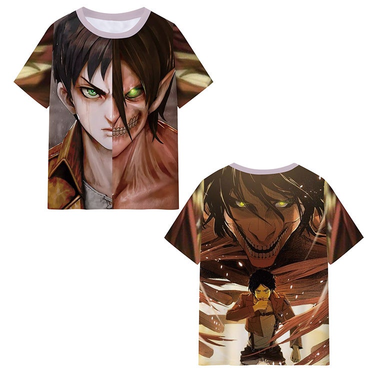 Attack Giant Attackt Shirt Short Sleeve Peripheral Milk Silk Full Color 3D Digital Printing Clothes Base Shirt - Image 4