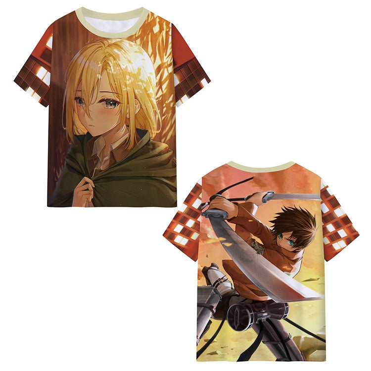 Attack Giant Attackt Shirt Short Sleeve Peripheral Milk Silk Full Color 3D Digital Printing Clothes Base Shirt - Image 3
