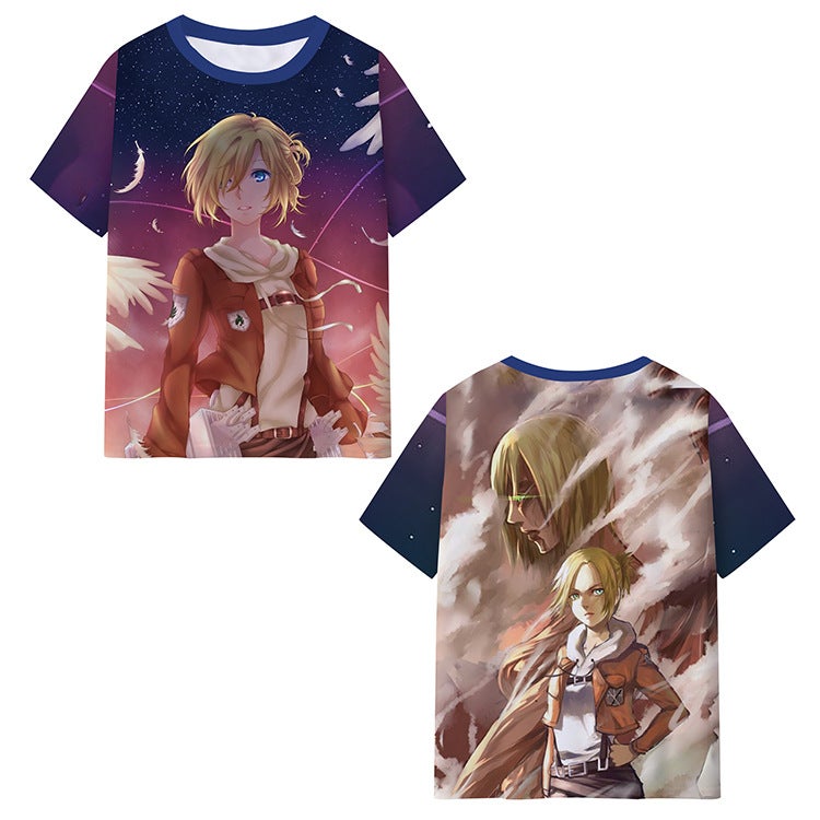 Attack Giant Attackt Shirt Short Sleeve Peripheral Milk Silk Full Color 3D Digital Printing Clothes Base Shirt - Image 2