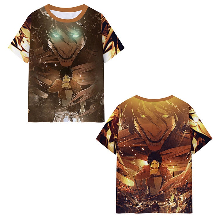 Attack Giant Attackt Shirt Short Sleeve Peripheral Milk Silk Full Color 3D Digital Printing Clothes Base Shirt - Image 5