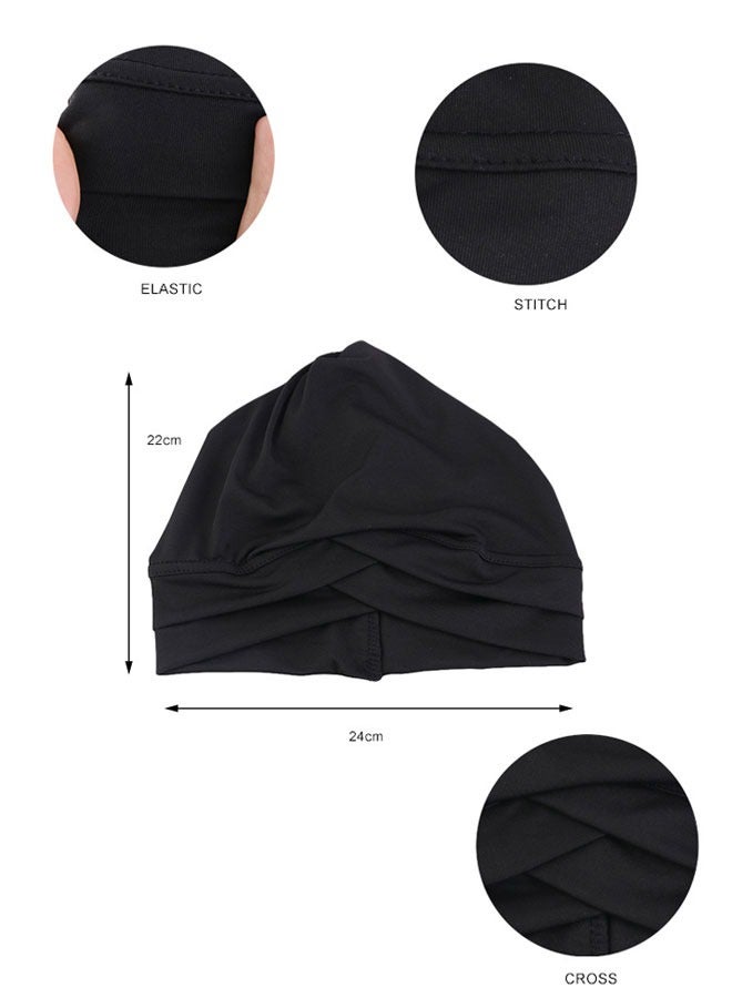HAWAWA 4 Pieces Turbans for Women, Lightweight Stretchy Head Wraps Chemo Headwear Beanie Cap Sleep Hat for Women Girls - Image 2