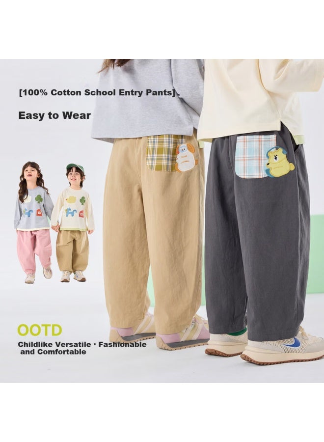 Dudu Boys Cargo Pants Korean Style Spring Girls Patchwork Children's Trousers Baby Kids Fashion Khaki 80 - Image 1