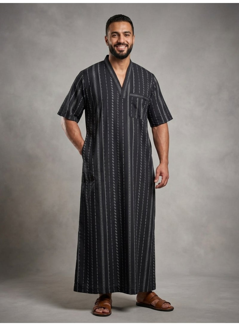 Men's nightgown, seven-sleeve shirt, men's nightgown, men's short-sleeve shirt, comfortable Saudi short-sleeve shirt, comfortable loungewear, house shirt, sleep shirt, short-sleeve shirt, loose-fitting shirt, men's gifts, gift for men - Image 1