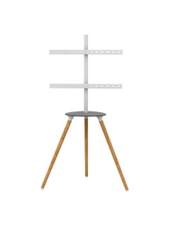 FlashHawk Easel TV Stand with Tripod Base for 45-65 inch Screen up to 40kg Height Adjustable TV Stand Tripod with Tray for Living Room 180°Swivel - White  - Image 1