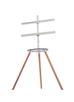 FlashHawk Easel TV Stand with Tripod Base for 45-65 inch Screen up to 40kg Height Adjustable TV Stand Tripod with Tray for Living Room 180°Swivel - White  - Image 3