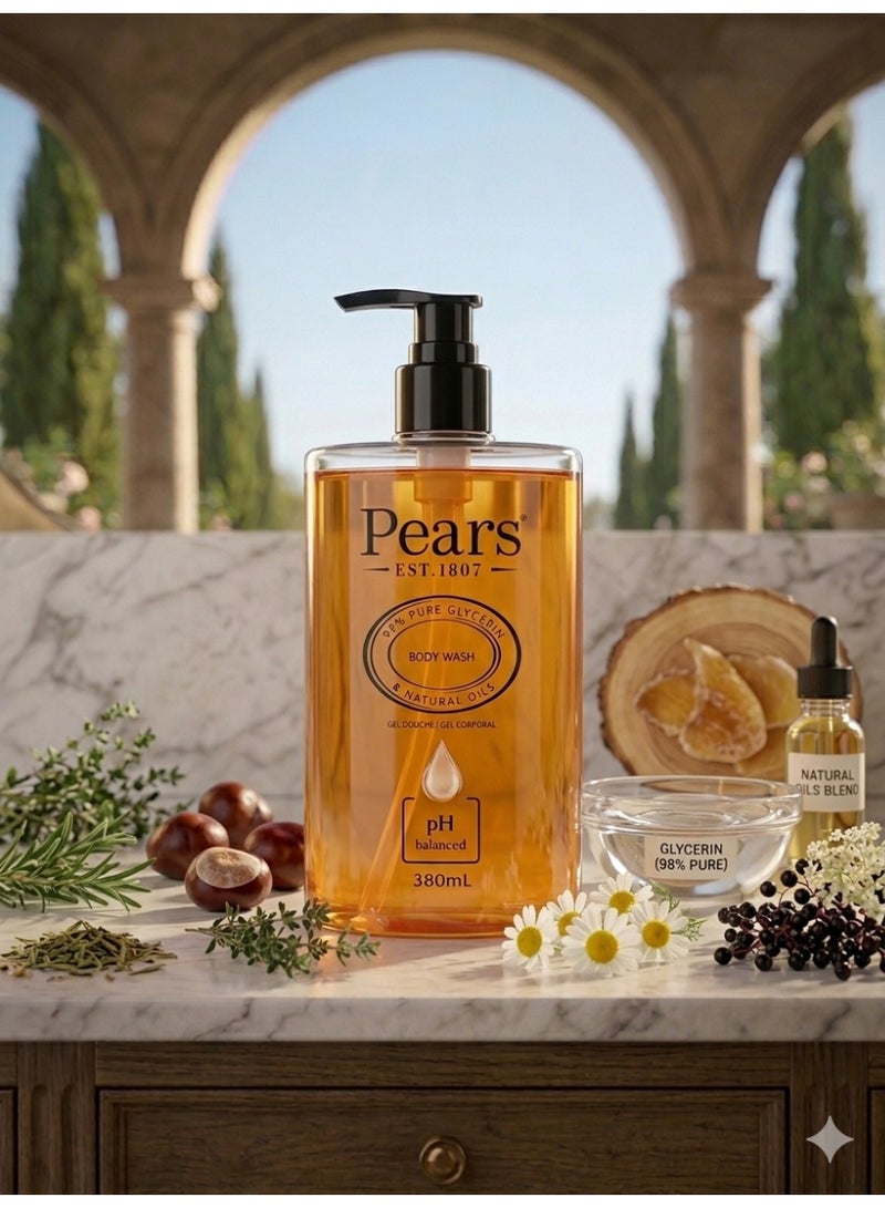 جل استحمام بيرز (Pears) بالجليسرين النقي 98% والزيوت الطبيعية لنضارة البشرة - 380 مل