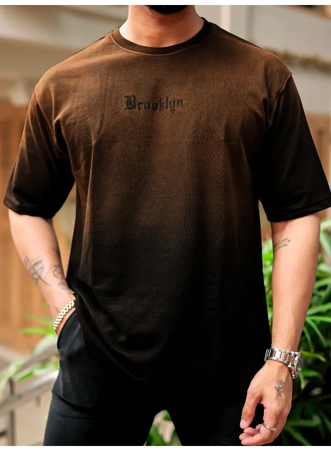 Maniac  Maniac Mens Tie & Dye Round Neck 3/4th Sleeve Brown Cotton T-Shirt for Men | Best Price UAE