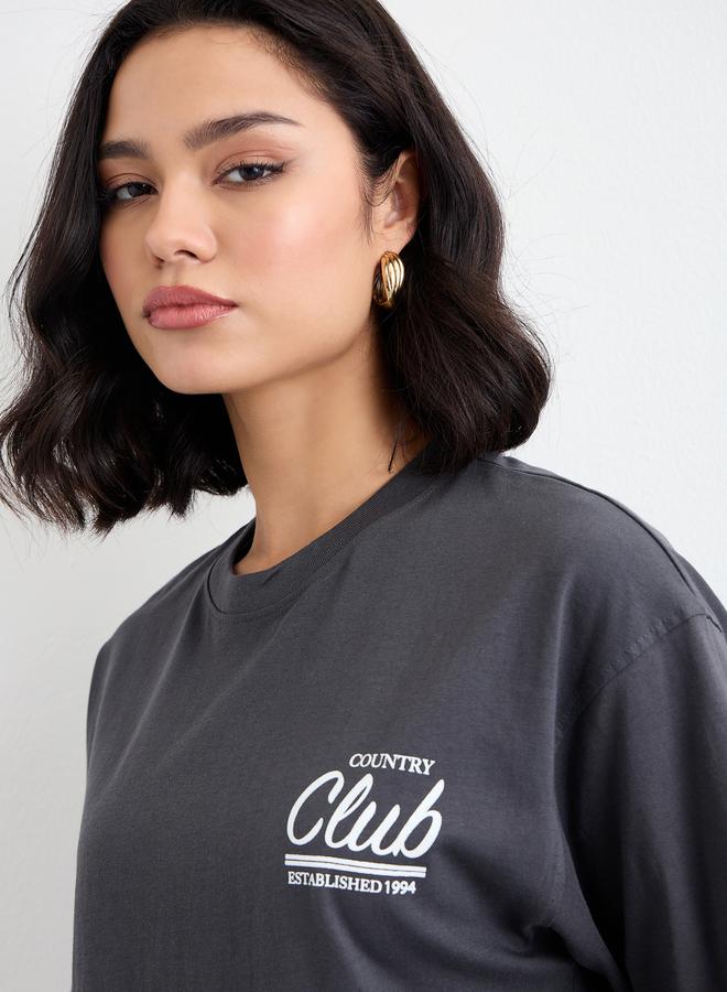 Styli Slogan Print Oversized T-Shirt - Image 3