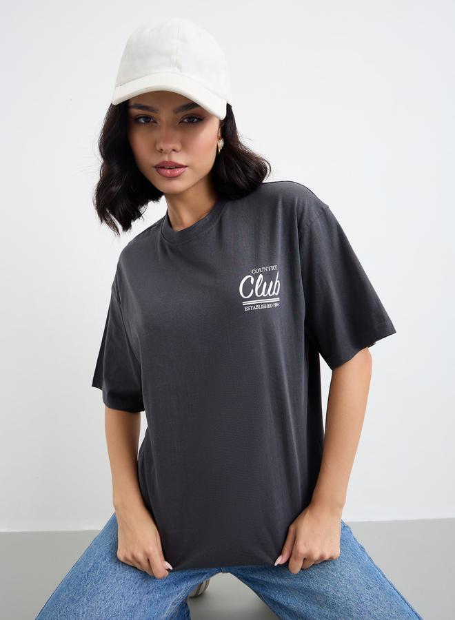 Styli Slogan Print Oversized T-Shirt - Image 5