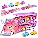 Hot Bee Girls Toy Car Set with Unicorn Toys Truck 6 Princess Cars 2Player Fold Out Track with Light Sound Friction Power Car Toys Birthday Gifts for 3 4 5 6 7 Year Old Toddler Girl - Image 2