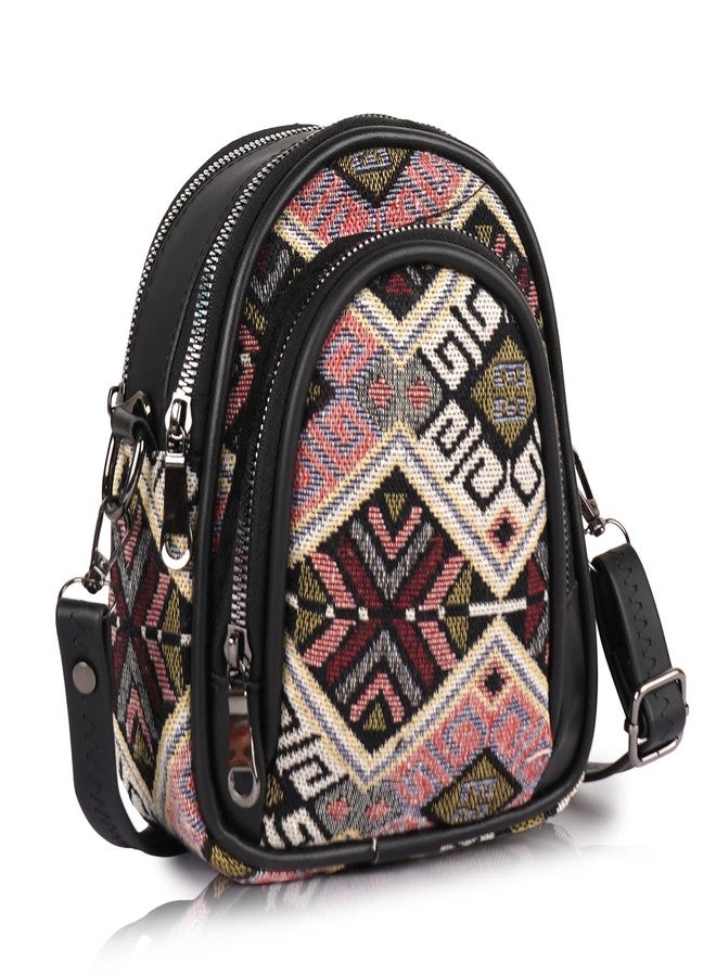 CULT FACTORY Stylish Printed Sling Bag for College Girls with 3 Compartments Mobile Sling Bag for Women Latest (Multicolor) - Image 1