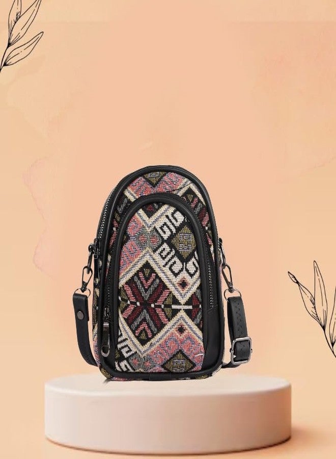CULT FACTORY Stylish Printed Sling Bag for College Girls with 3 Compartments Mobile Sling Bag for Women Latest (Multicolor) - Image 2