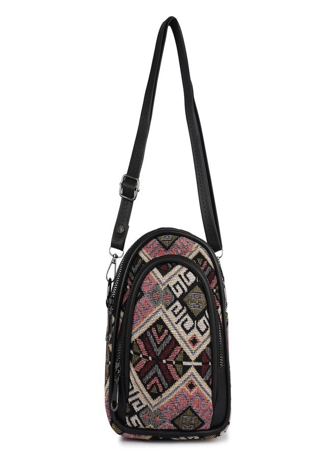 CULT FACTORY Stylish Printed Sling Bag for College Girls with 3 Compartments Mobile Sling Bag for Women Latest (Multicolor) - Image 4
