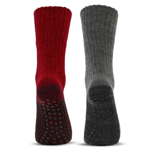 Bonjour Women's Woolen Anti-Skid (Gripper) Calf Length Indoor Socks, Pack Of 2, Free Size, Assorted - Image 2