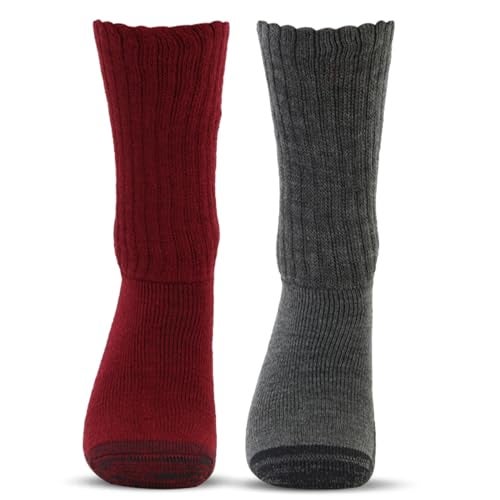 Bonjour Women's Woolen Anti-Skid (Gripper) Calf Length Indoor Socks, Pack Of 2, Free Size, Assorted - Image 4
