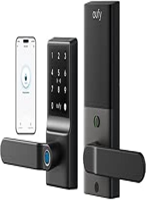 eufy Smart Lock C33, Keyless Fingerprint Door Lock with Handle, Integrated Wi-Fi, Remote Control via App, Biometric Entry Knob, Auto-Locking, IP53 Waterproof (2025 New Version)