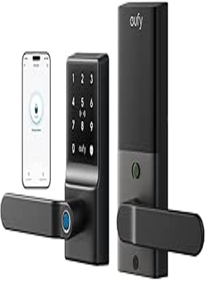 eufy eufy Smart Lock C33, Keyless Fingerprint Door Lock with Handle, Integrated Wi-Fi, Remote Control via App, Biometric Entry Knob, Auto-Locking, IP53 Waterproof (2025 New Version) 