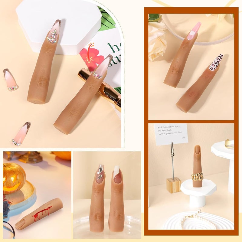 Yokilly Silicone Practice Fingers for Acrylic Nails, Bendable Fake Nail Training Finger Manicure DIY Nail Art (3-2pcs) - Image 4