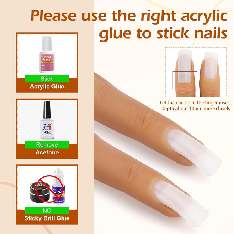 Yokilly Silicone Practice Fingers for Acrylic Nails, Bendable Fake Nail Training Finger Manicure DIY Nail Art (3-2pcs) - Image 3
