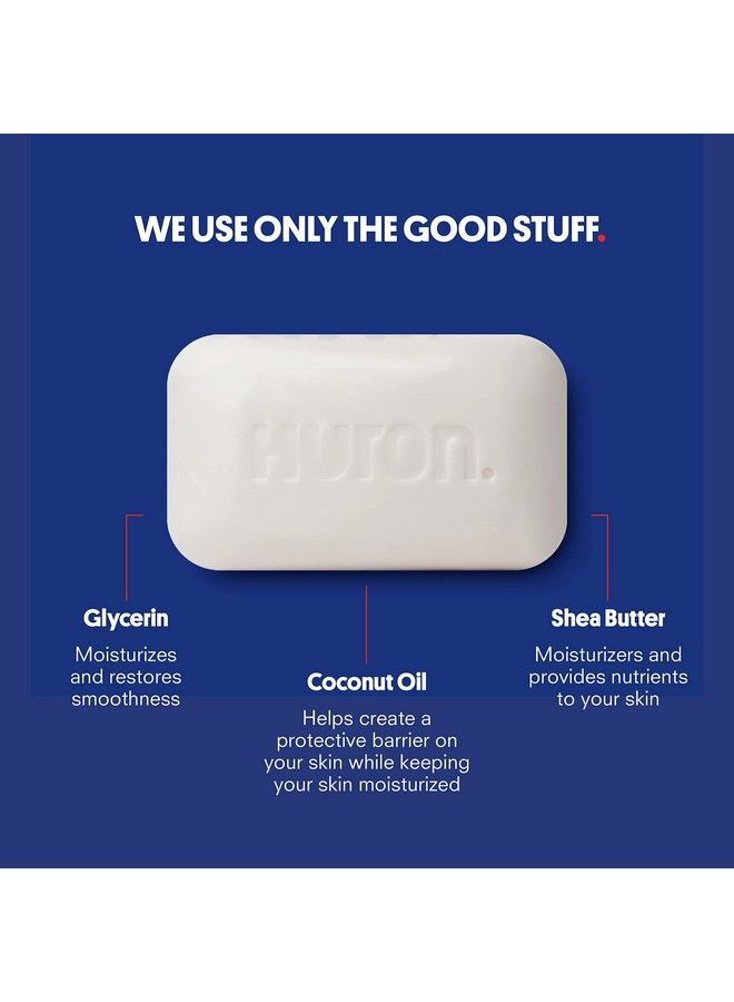 Huron Bar Soap For Men Hydrating Body Soap Vitaminrich Soap With Shea Butter & Coconut Oil Keeps Skin Clean Smooth & Moisturized Original Citrus + Eucalyptus 1 Bar - Image 4