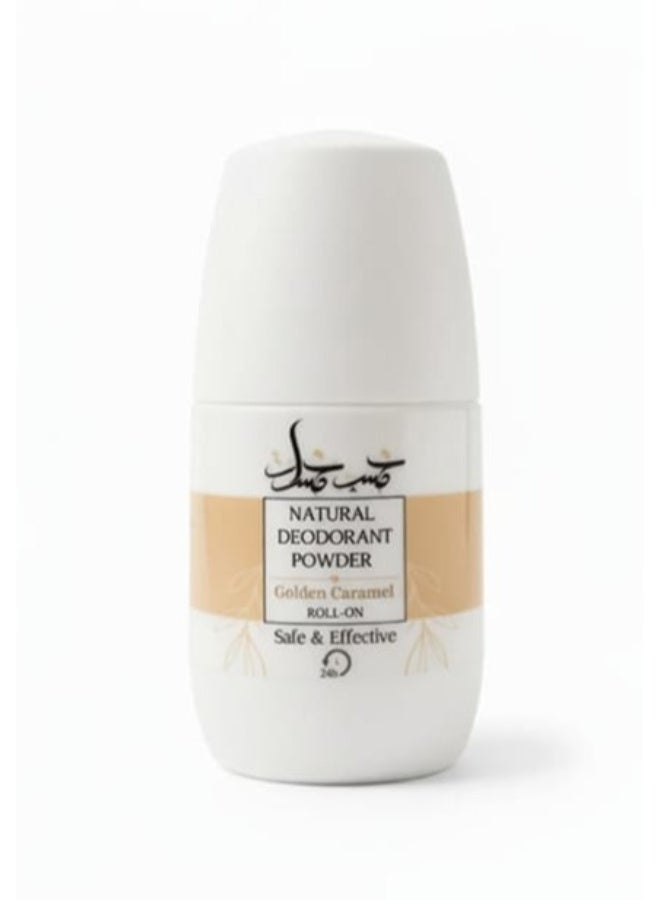 Five Fives Natural Deodorant Powder Roll-On for Women – 30g, Golden Caramel - Image 1