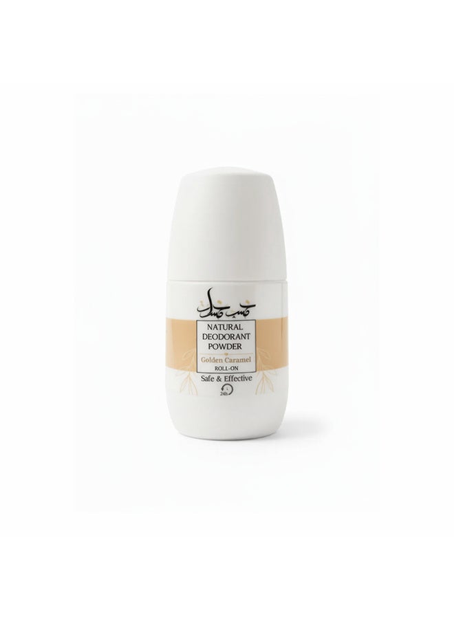 Five Fives Natural Deodorant Powder Roll-On for Women – 30g, Golden Caramel - Image 2