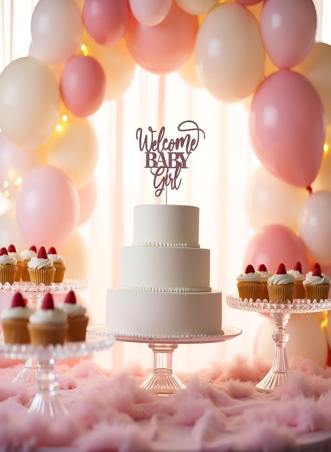 Kaoenla Welcome Baby Girl Cake Toppers - Baby Shower, Baby Shower, Newborn Gender Show Girl Happy Birthday Party Decoration (Rose Gold) - Image 2