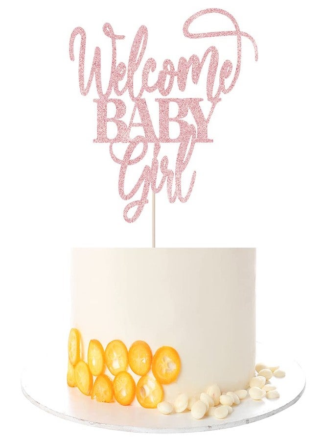 Kaoenla Welcome Baby Girl Cake Toppers - Baby Shower, Baby Shower, Newborn Gender Show Girl Happy Birthday Party Decoration (Rose Gold) - Image 3