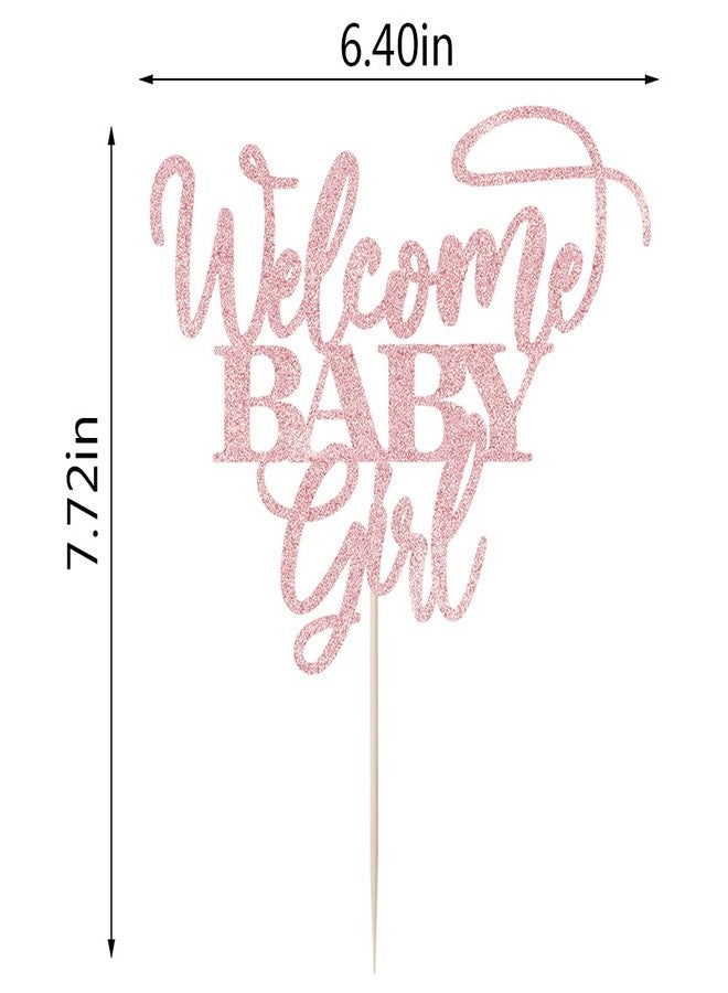 Kaoenla Welcome Baby Girl Cake Toppers - Baby Shower, Baby Shower, Newborn Gender Show Girl Happy Birthday Party Decoration (Rose Gold) - Image 4