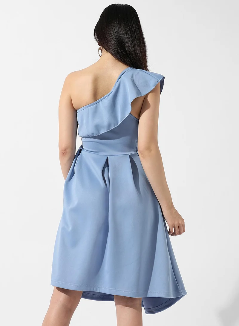 PINACOLADA  Women's Sky Blue One-Shoulder Ruffle Dress for Women | Best Price UAE
